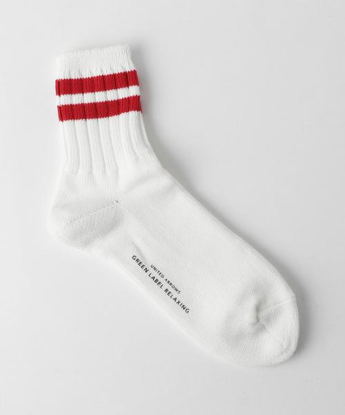 green label relaxing（グリーンレーベルリラクシング）の「BC GLR 2LINE RIB QT ソックス ◆（ソックス/靴下・メンズ・ホワイト/ブラック/グレー/レッド/イエロー・FREE）」の5枚目の写真
