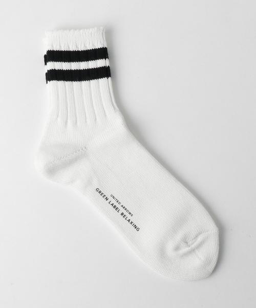 green label relaxing（グリーンレーベルリラクシング）の「BC GLR 2LINE RIB QT ソックス ◆（ソックス/靴下・メンズ・ホワイト/ブラック/グレー/レッド/イエロー・FREE）」の2枚目の写真