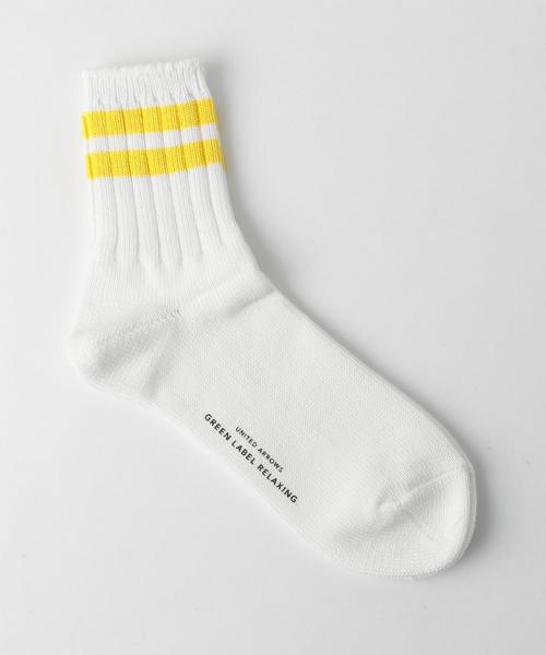 green label relaxing（グリーンレーベルリラクシング）の「BC GLR 2LINE RIB QT ソックス ◆（ソックス/靴下・メンズ・ホワイト/ブラック/グレー/レッド/イエロー・FREE）」の4枚目の写真