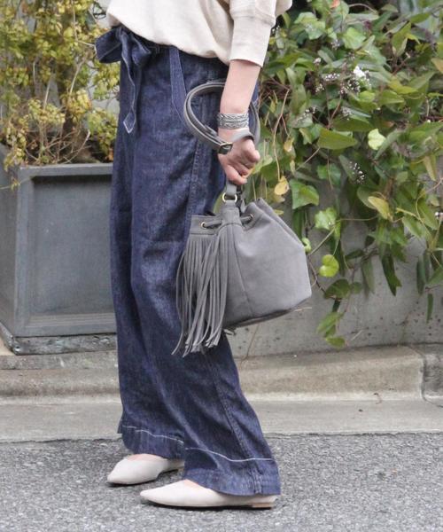 coen（コーエン）の「【『LEE』2017/5月号掲載】フレンチリネンミックスワイドパンツ（その他パンツ・レディース・グレー/ネイビー・LARGE/SMALL/MEDIUM）」の2枚目の写真
