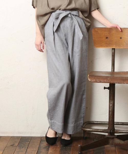 coen（コーエン）の「【『LEE』2017/5月号掲載】フレンチリネンミックスワイドパンツ（その他パンツ・レディース・グレー/ネイビー・LARGE/SMALL/MEDIUM）」の6枚目の写真