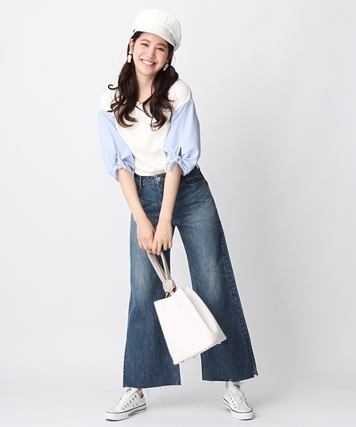 Andemiu（アンデミュウ）の「サイドスリットワイドデニム750018（デニムパンツ・レディース・ブルー/ライトブルー・MEDIUM/SMALL）」の6枚目の写真