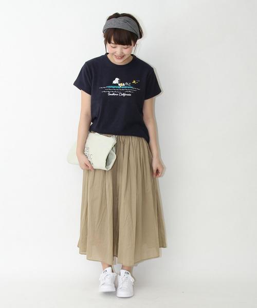 coen（コーエン）の「【『リンネル』2017/6月号掲載】ボイルEASYギャザースカート（スカート・レディース・ベージュ/ネイビー/ストライプ・FREE）」の8枚目の写真