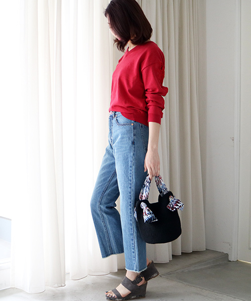 N.（N. Natural Beauty Basic）（エヌエヌナチュラルビューティーベーシック）の「レーススリーブニット（ニット/セーター・レディース・ホワイト/レッド/ブラック/ブルー・MEDIUM）」の11枚目の写真