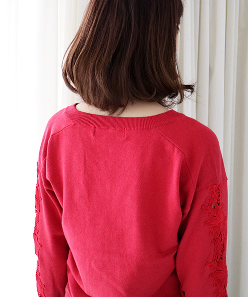 N.（N. Natural Beauty Basic）（エヌエヌナチュラルビューティーベーシック）の「レーススリーブニット（ニット/セーター・レディース・ホワイト/レッド/ブラック/ブルー・MEDIUM）」の15枚目の写真