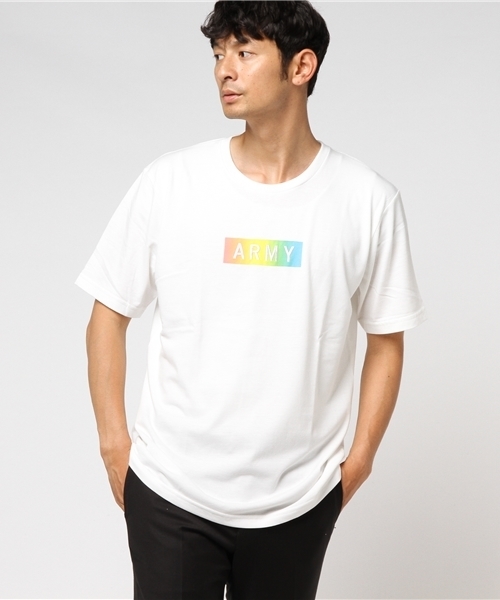 WEGO(ウィゴー)の「WEGO/レインボーARMYボックスTシャツ(Tシャツ/カットソー・メンズ・ブラック/ホワイト・LARGE/MEDIUM/X-LARGE)」の4枚目の写真