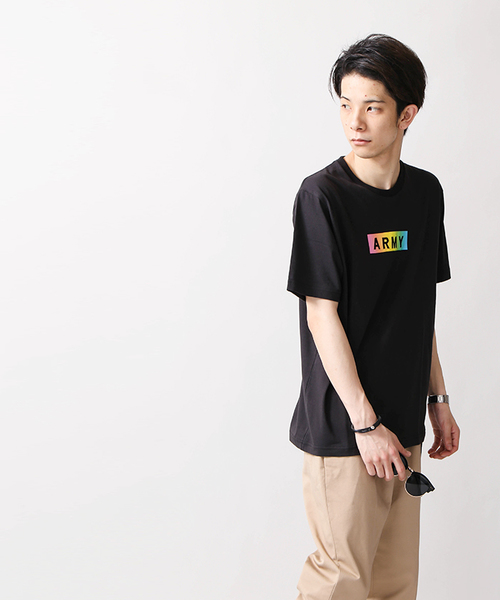 WEGO(ウィゴー)の「WEGO/レインボーARMYボックスTシャツ(Tシャツ/カットソー・メンズ・ブラック/ホワイト・LARGE/MEDIUM/X-LARGE)」の17枚目の写真