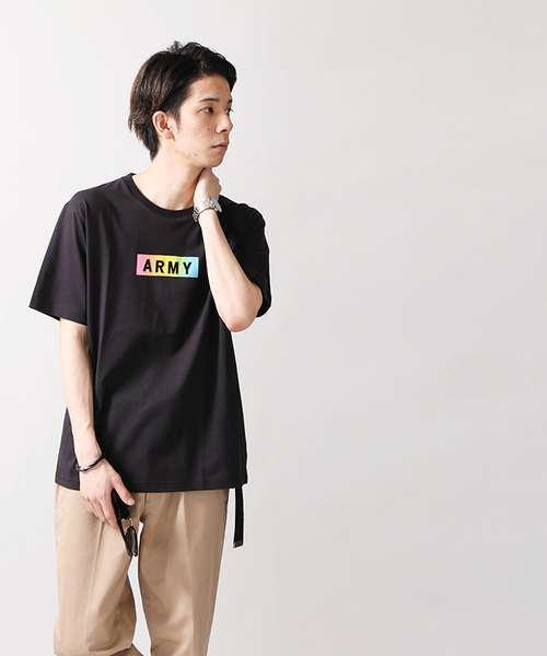 WEGO(ウィゴー)の「WEGO/レインボーARMYボックスTシャツ(Tシャツ/カットソー・メンズ・ブラック/ホワイト・LARGE/MEDIUM/X-LARGE)」の16枚目の写真