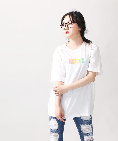 WEGO(ウィゴー)の「WEGO/レインボーARMYボックスTシャツ(Tシャツ/カットソー・メンズ・ブラック/ホワイト・LARGE/MEDIUM/X-LARGE)」の15枚目の写真