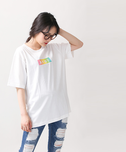 WEGO(ウィゴー)の「WEGO/レインボーARMYボックスTシャツ(Tシャツ/カットソー・メンズ・ブラック/ホワイト・LARGE/MEDIUM/X-LARGE)」の14枚目の写真