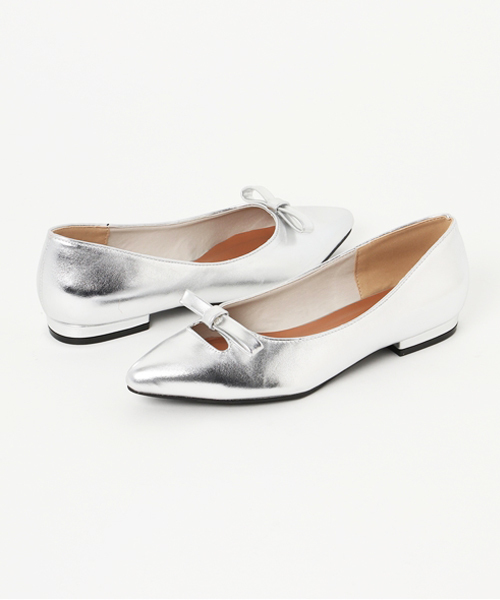 FREE'S MART（フリーズマート）の「リボンフラットシューズ（パンプス・レディース・シルバー/ピンク/ブラック・LARGE/MEDIUM）」の3枚目の写真