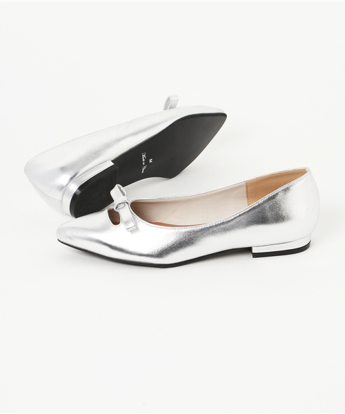 FREE'S MART（フリーズマート）の「リボンフラットシューズ（パンプス・レディース・シルバー/ピンク/ブラック・LARGE/MEDIUM）」の4枚目の写真