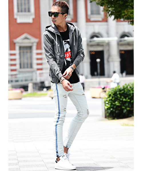 JOKER（ジョーカー）の「カットデニムスウェットジップアップパーカー トレーナー 【セットアップ対象アイテムあり：24324029】（パーカー・メンズ・ブラック/グレー/ブルー/インディゴブルー・L/M/S/XL）」の6枚目の写真