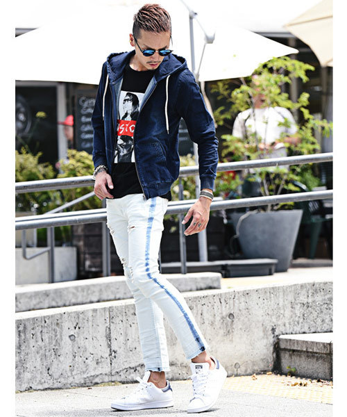 JOKER（ジョーカー）の「カットデニムスウェットジップアップパーカー トレーナー 【セットアップ対象アイテムあり：24324029】（パーカー・メンズ・ブラック/グレー/ブルー/インディゴブルー・L/M/S/XL）」の7枚目の写真