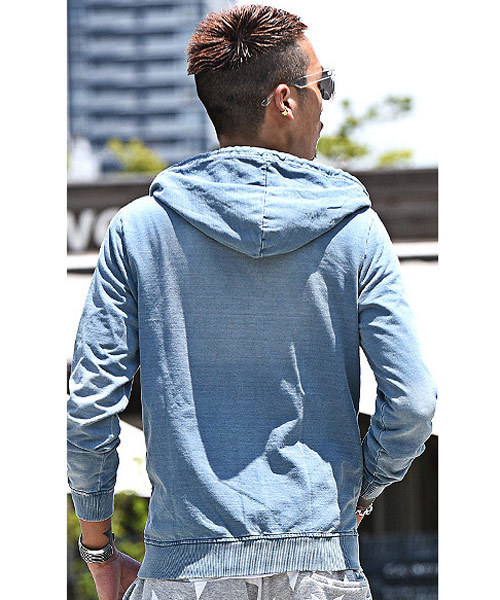 JOKER（ジョーカー）の「カットデニムスウェットジップアップパーカー トレーナー 【セットアップ対象アイテムあり：24324029】（パーカー・メンズ・ブラック/グレー/ブルー/インディゴブルー・L/M/S/XL）」の10枚目の写真