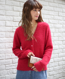 Bab Bou Jeloud | 【WEB限定】パール釦シャギーニットカーデ(ニット/セーター)