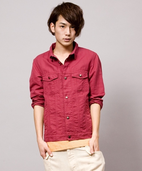 WEGO（ウィゴー）の「WEGO/カラー7分Gジャン（デニムジャケット・メンズ・ブラック/インディゴブルー/ワイン・MEDIUM/LARGE）」の3枚目の写真