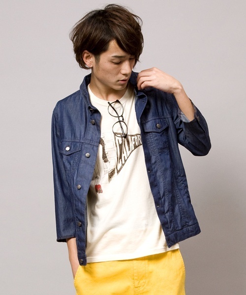 WEGO（ウィゴー）の「WEGO/カラー7分Gジャン（デニムジャケット・メンズ・ブラック/インディゴブルー/ワイン・MEDIUM/LARGE）」の2枚目の写真