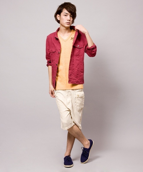 WEGO（ウィゴー）の「WEGO/カラー7分Gジャン（デニムジャケット・メンズ・ブラック/インディゴブルー/ワイン・MEDIUM/LARGE）」の6枚目の写真