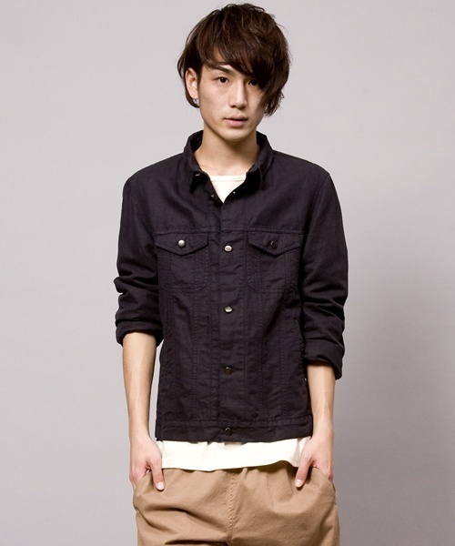 WEGO（ウィゴー）の「WEGO/カラー7分Gジャン（デニムジャケット・メンズ・ブラック/インディゴブルー/ワイン・MEDIUM/LARGE）」の7枚目の写真