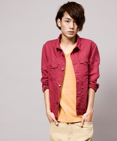 WEGO（ウィゴー）の「WEGO/カラー7分Gジャン（デニムジャケット・メンズ・ブラック/インディゴブルー/ワイン・MEDIUM/LARGE）」の8枚目の写真