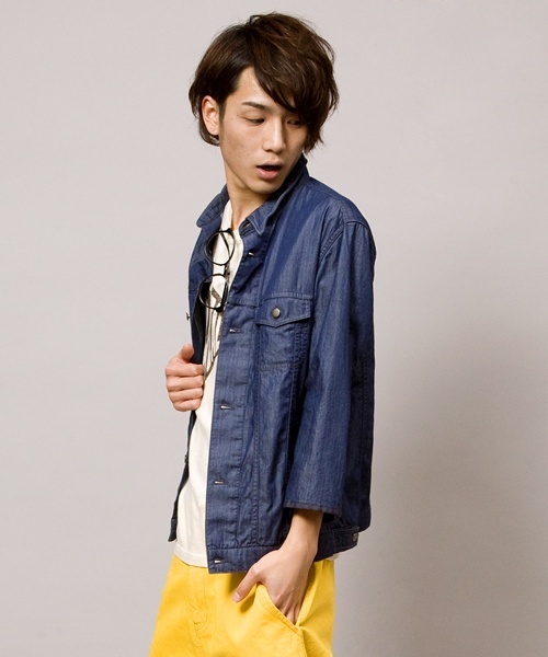 WEGO（ウィゴー）の「WEGO/カラー7分Gジャン（デニムジャケット・メンズ・ブラック/インディゴブルー/ワイン・MEDIUM/LARGE）」の10枚目の写真