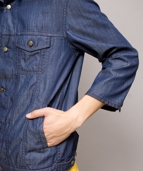 WEGO（ウィゴー）の「WEGO/カラー7分Gジャン（デニムジャケット・メンズ・ブラック/インディゴブルー/ワイン・MEDIUM/LARGE）」の13枚目の写真