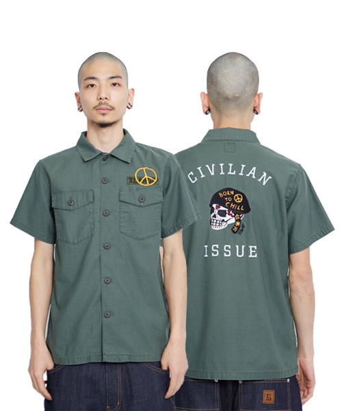 XLARGE（エクストララージ）の「MILITARY SHIRT（シャツ/ブラウス・メンズ・カーキ/オリーブ/ネイビー・SMALL/MEDIUM/LARGE/X-LARGE）」の2枚目の写真
