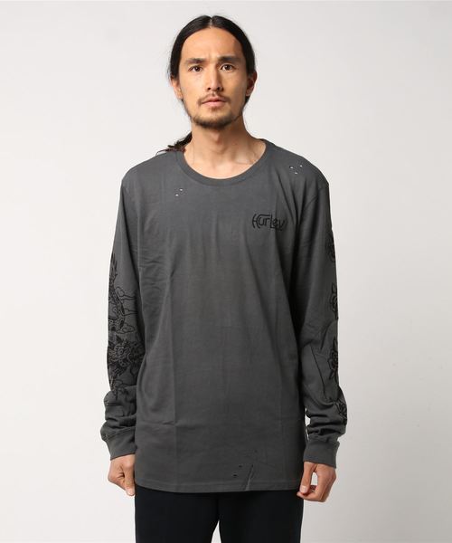 Hurley (ハーレー)の「M DRAGGIN DSTRY GRIND TEE LS/ハーレー 長袖 ロンT(Tシャツ/カットソー・メンズ・ブルー/チャコールグレー/マルーン・LARGE/MEDIUM/SMALL)」の2枚目の写真