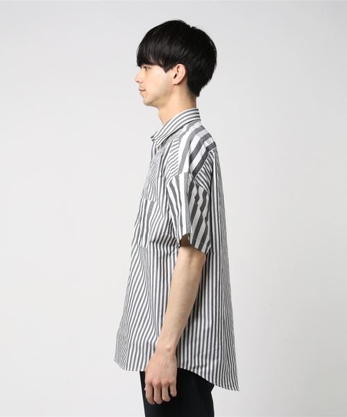 JOINT WORKS(ジョイントワークス)の「コンビストライプドロップシャツ(シャツ/ブラウス・メンズ・ブルー系その他/ブラック・MEDIUM/LARGE)」の4枚目の写真