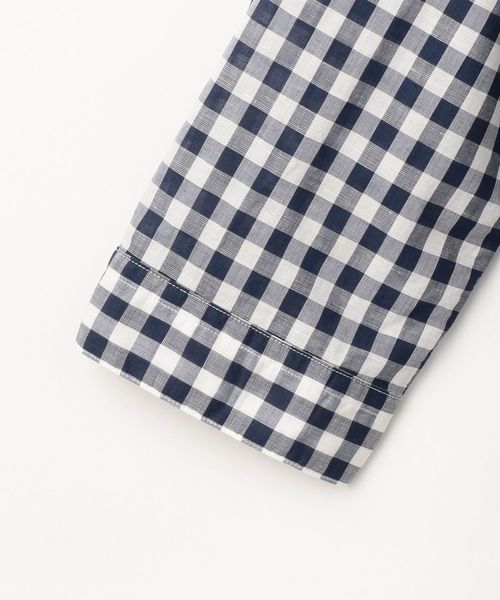 SHIPS Days(シップスデイズ)の「SHIPS Days:ギンガム ワイドカラーシャツ(シャツ/ブラウス・メンズ・ネイビー・SMALL/MEDIUM/LARGE)」の4枚目の写真