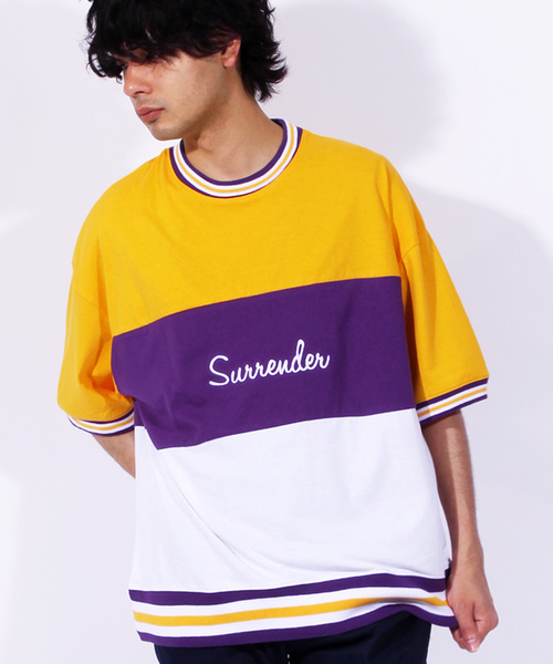 ８(eight)（エイト）の「ラインリブ ロゴ ビッグTシャツ（Tシャツ/カットソー・メンズ・パープル/ネイビー/イエロー・MEDIUM/LARGE）」の3枚目の写真