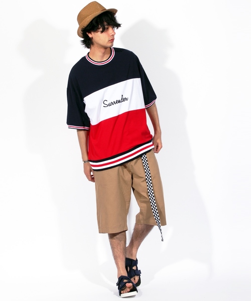 ８(eight)（エイト）の「ラインリブ ロゴ ビッグTシャツ（Tシャツ/カットソー・メンズ・パープル/ネイビー/イエロー・MEDIUM/LARGE）」の4枚目の写真