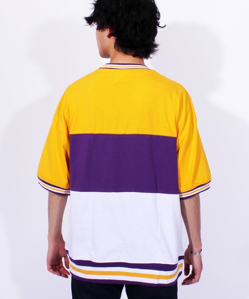 ８(eight)（エイト）の「ラインリブ ロゴ ビッグTシャツ（Tシャツ/カットソー・メンズ・パープル/ネイビー/イエロー・MEDIUM/LARGE）」の8枚目の写真