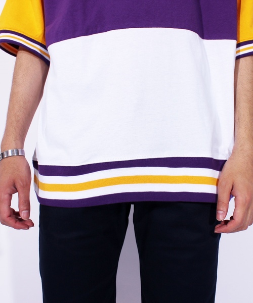 ８(eight)（エイト）の「ラインリブ ロゴ ビッグTシャツ（Tシャツ/カットソー・メンズ・パープル/ネイビー/イエロー・MEDIUM/LARGE）」の16枚目の写真