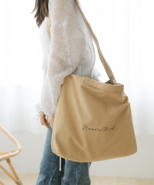 DEVICE(デバイス)の「Rename プリント ロゴ キャンバス トート ショルダーバッグ(ショルダーバッグ・レディース・ブラック/ナチュラル/カーキ/ベージュ/グレー・FREE)」の21枚目の写真