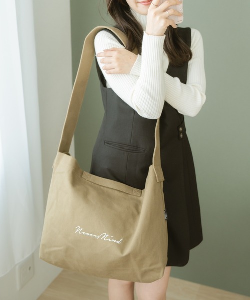 DEVICE(デバイス)の「Rename プリント ロゴ キャンバス トート ショルダーバッグ(ショルダーバッグ・レディース・ブラック/ナチュラル/カーキ/ベージュ/グレー・FREE)」の22枚目の写真