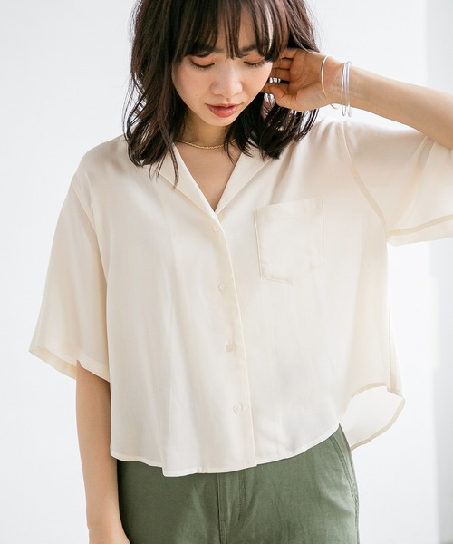 ブラウス シャツ 「UNISEX」パッチトロミカイキンシャツ レディース メンズ セール】トロミ オーバーサイズシャツ（シャツ/ブラウス）｜NEW