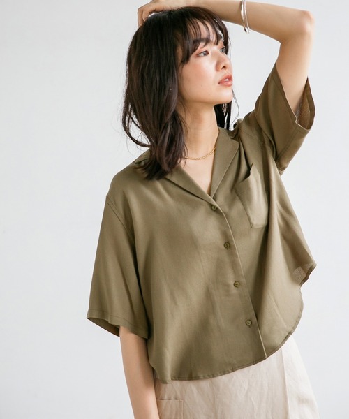 A part by（アパートバイ）の「RyPeカイキンシャツSS 831348（シャツ/ブラウス・レディース・ネイビー/ブラウン/オフホワイト/カーキ・FREE）」の3枚目の写真