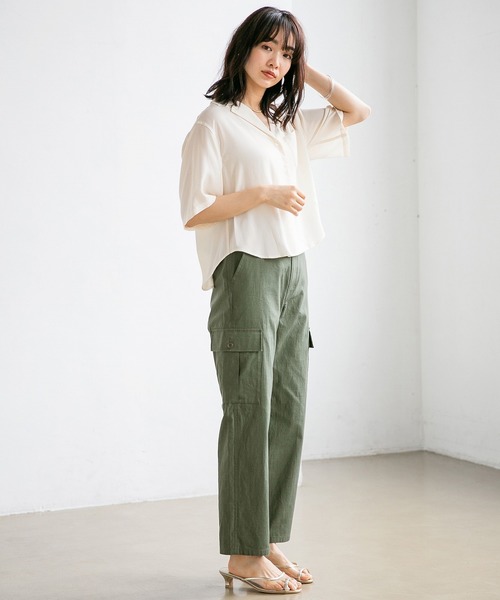 A part by（アパートバイ）の「RyPeカイキンシャツSS 831348（シャツ/ブラウス・レディース・ネイビー/ブラウン/オフホワイト/カーキ・FREE）」の5枚目の写真