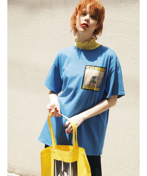 jouetie(ジュエティ)の「フォトBIG T(Tシャツ/カットソー)」|ブルー
