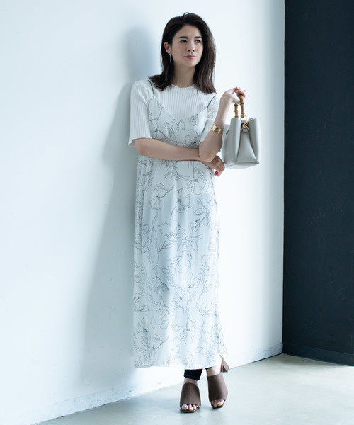 Aunt Marie's(アントマリーズ)の「AUNT MARIE'S レーヨン混ハーフスリーブリブサマーニット(Tシャツ/カットソー・レディース・ホワイト/ブラック/レッド/グリーン・FREE)」の7枚目の写真
