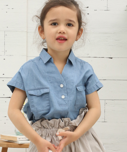 BAYFLOW（ベイフロー）の「[KIDS]スキッパー半袖シャツ（シャツ/ブラウス・キッズ・ホワイト/イエロー/ブルー・SMALL/MEDIUM/LARGE/X-LARGE/XX-LARGE）」の2枚目の写真