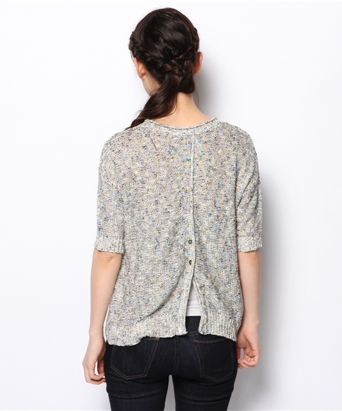 SOFFITTO（ソフィット）の「Soffitto /  MIX糸×綿スラブ　シフォン付き丸首セーター（ニット/セーター・レディース・ブルー系その他/ピンク系その他・FREE）」の9枚目の写真