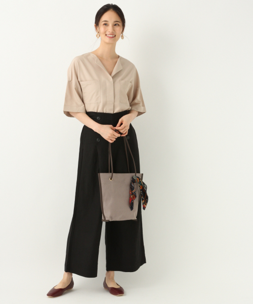 GLOBAL WORK（グローバルワーク）の「ダブルポケットブラウス/844679（シャツ/ブラウス・レディース・ベージュ/オフホワイト/グリーン系その他7・LARGE/MEDIUM）」の5枚目の写真