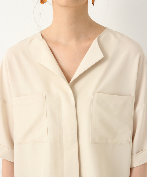 GLOBAL WORK（グローバルワーク）の「ダブルポケットブラウス/844679（シャツ/ブラウス・レディース・ベージュ/オフホワイト/グリーン系その他7・LARGE/MEDIUM）」の9枚目の写真