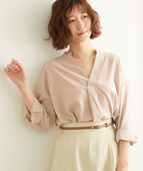 ROPE' PICNIC(ロペピクニック)の「【新色追加】ランダムストライプキーネックブラウス(シャツ/ブラウス・レディース・ブラック/キナリ/ホワイト系その他6/イエロー系その他3/ベージュ系その他/ブルー系その他2/ベージュ/オフホワイト・40/38)」の6枚目の写真