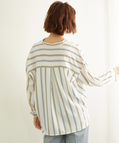 ROPE' PICNIC(ロペピクニック)の「【新色追加】ランダムストライプキーネックブラウス(シャツ/ブラウス・レディース・ブラック/キナリ/ホワイト系その他6/イエロー系その他3/ベージュ系その他/ブルー系その他2/ベージュ/オフホワイト・40/38)」の21枚目の写真