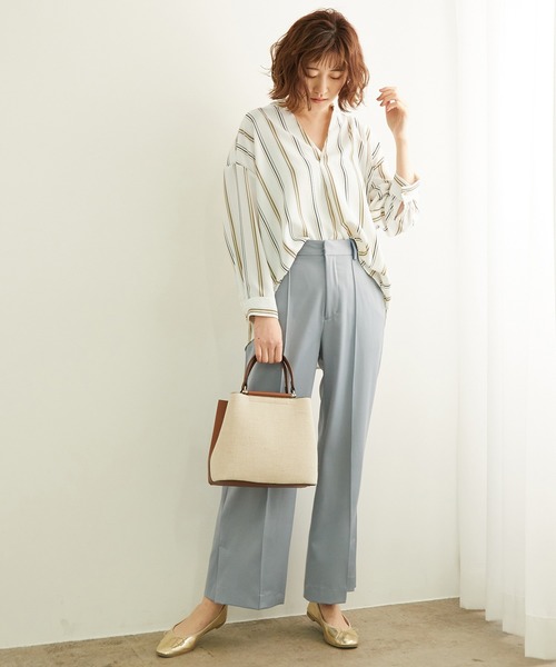 ROPE' PICNIC(ロペピクニック)の「【新色追加】ランダムストライプキーネックブラウス(シャツ/ブラウス・レディース・ブラック/キナリ/ホワイト系その他6/イエロー系その他3/ベージュ系その他/ブルー系その他2/ベージュ/オフホワイト・40/38)」の12枚目の写真