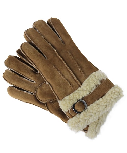 sankyo shokai（サンキョウショウカイ）の「ムートンファー手袋（手袋・レディース・グレイッシュベージュ/キャメル/ブルー/ブラック/モカ/ワイン/ライトベージュ/ウッド/ライラック/ピンク/ブラウン/グレー・FREE）」の4枚目の写真